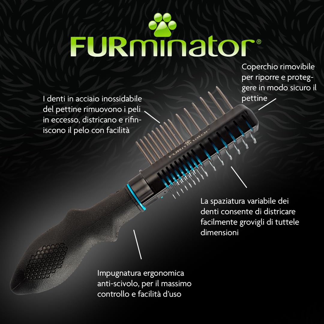 FURminator 2in1 Spazzola districante e Pettine per Cani - Ideale per Barboncini e Doodle - Rimuove Delicatamente Nodi e grovigli - per Una toelettatura Senza Stress