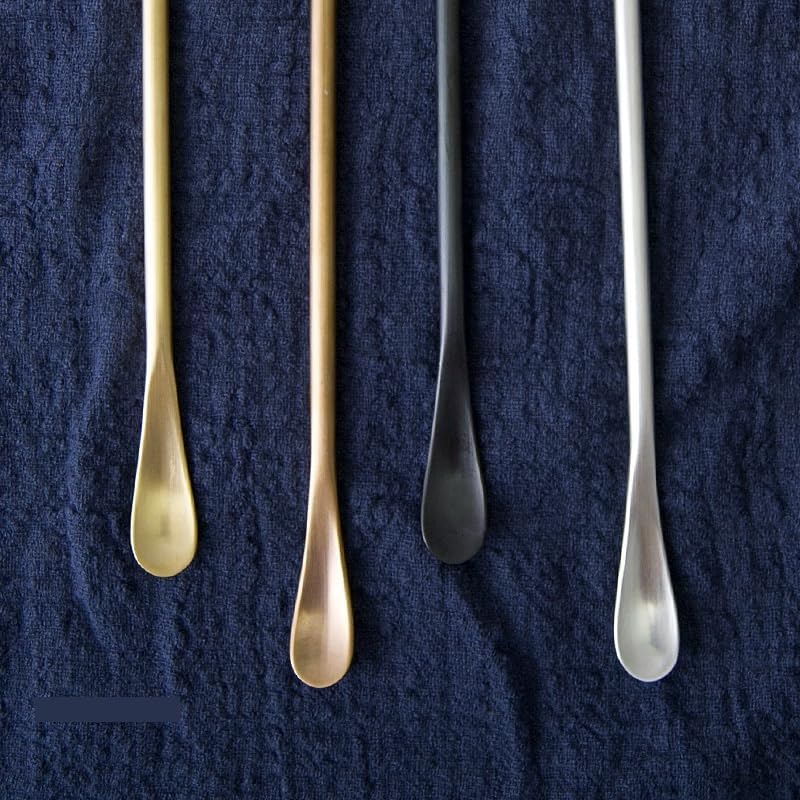 Silverware Flatware Set, 1/4/6/8/10/12 Pcs 304 Stainless Steel Long Handle Spoon, Coffee Ice Cocktail Mixing Stirring Stick(Black,12 Pieces)