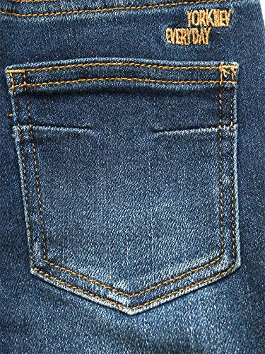 Kidscool Space Kids jeans de algodão com letras bordadas, cintura elástica, Azul, 5-6 anos