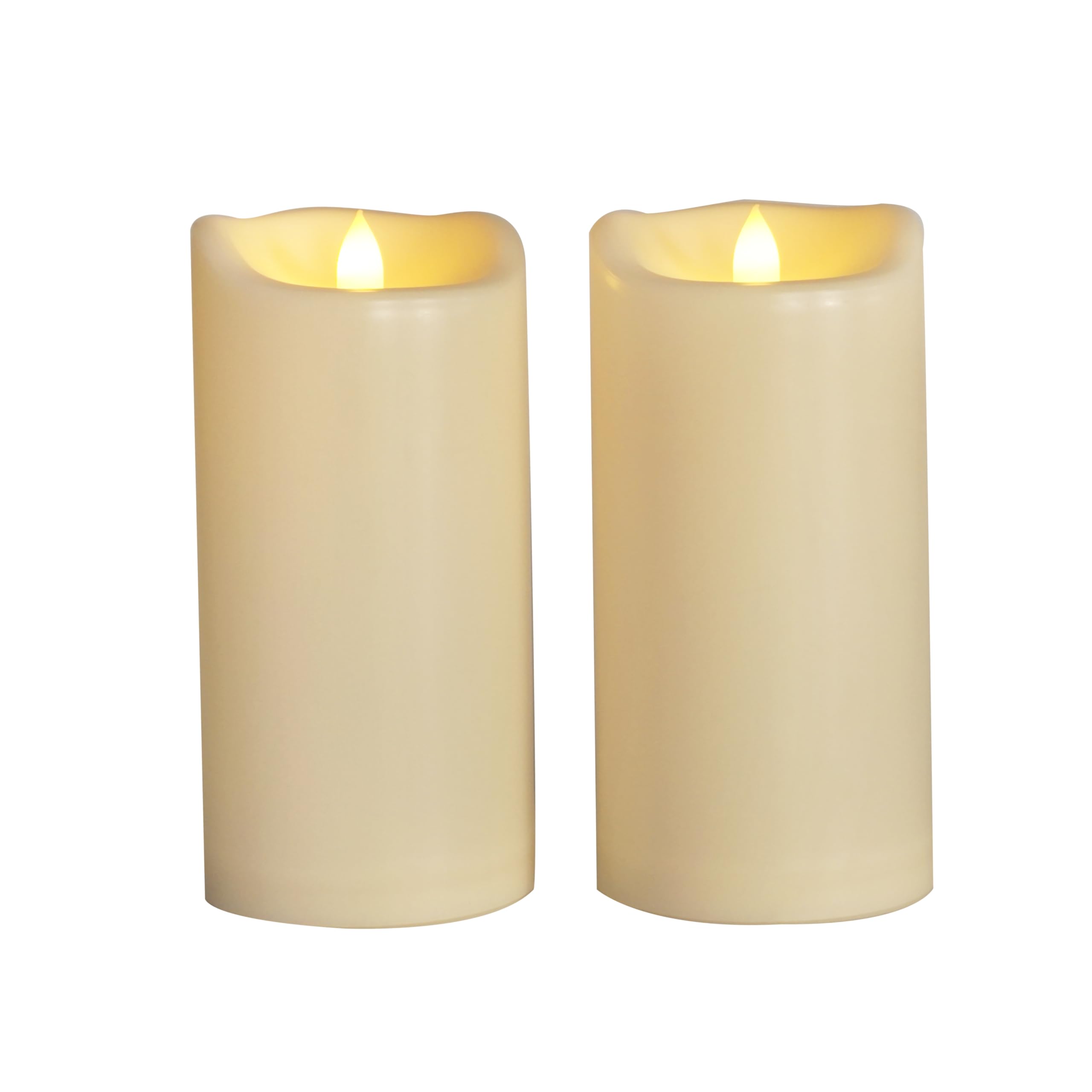 Large Waterproof Outdoor Battery Operated Flameless Candles with Timer Realistic Flickering Plastic Electric LED Pillars for Lantern Garden Yard Halloween Christmas Decorations 4x8 2PCS