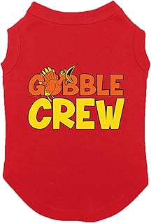 Gobble Crew - Turkey Thanksgiving Dog Shirt (Red, Medium)