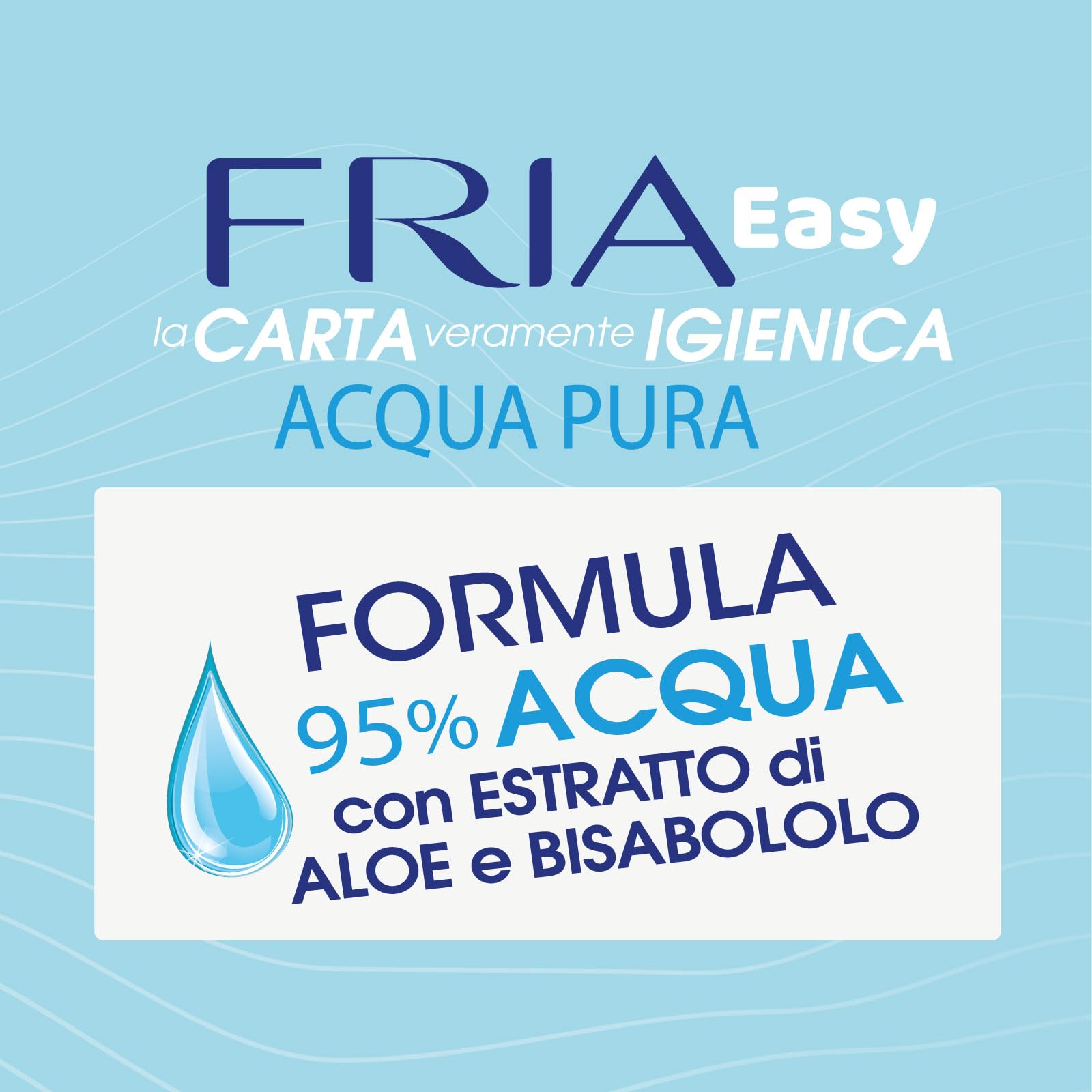 Fria Easy Carta Igienica Umidificata con Acqua Pura ad Effetto Calmante, Tessuto Gettabile nel WC, Dermatologicamente Testate, Confezione da 50 Salviette