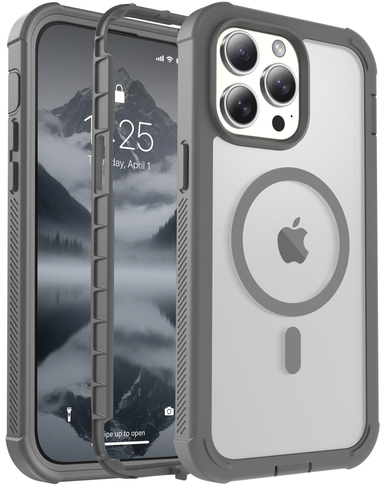jaroco Magnetic for iPhone 14 Pro Case Heavy Duty Protection Gray
