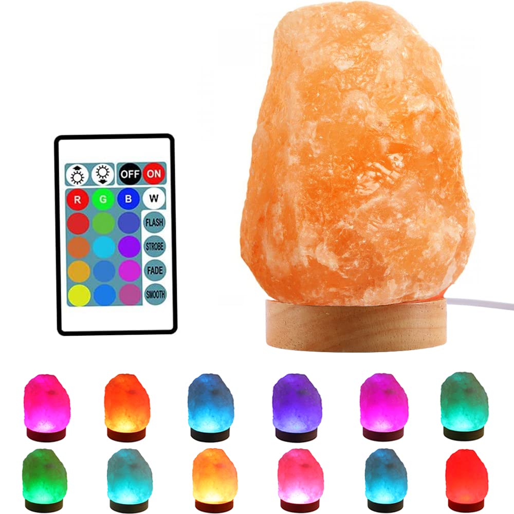 FANHAO Himalayan Salt Lamp 16 Colors, Natural Crystal Salt Rock Lamp Hand Carved Night Lights, USB Salt Crystal Lamp Remote Control for Meditation, Home Décor & Gifts