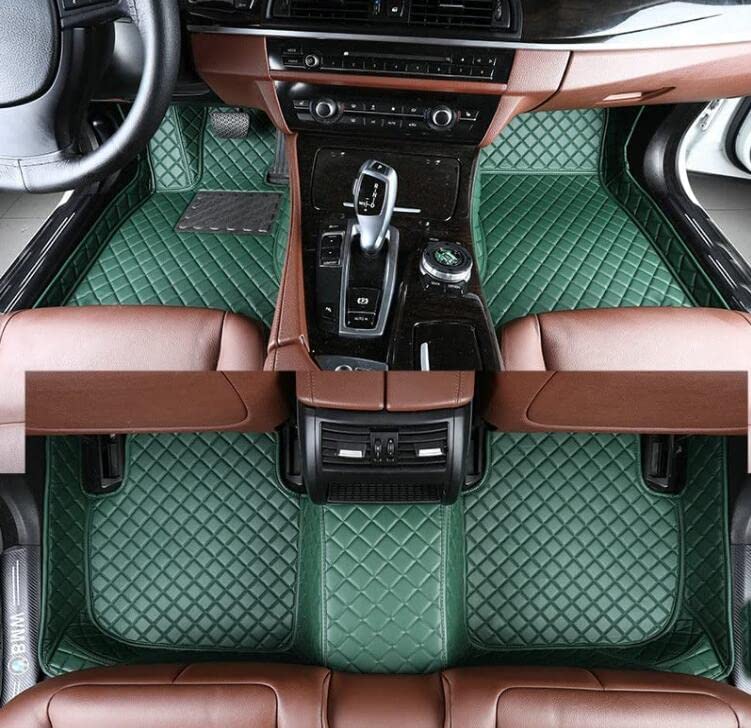enheng Custom Car Mats Fit for 98% Sedan SUV Sports Car Men Women Protection Full Coverage Pads Anti-Slip Leather Floor Lining All Weather Car Floor Mats (Green)