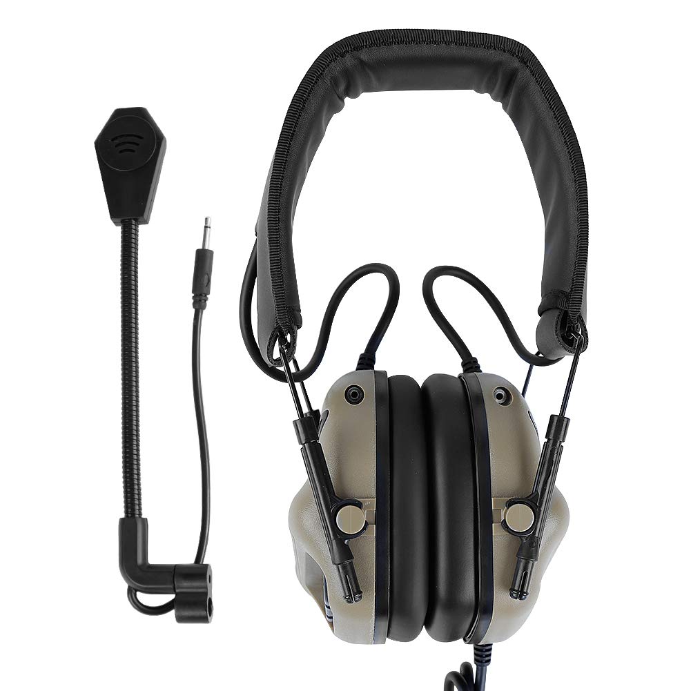 Auriculares tácticos Disparo electrónico Protección auditiva NRR 21 dB Amplificación de Sonido Reducción de Ruido Orejeras Caza Caza Defensor de Orejas con micrófono Desmontable