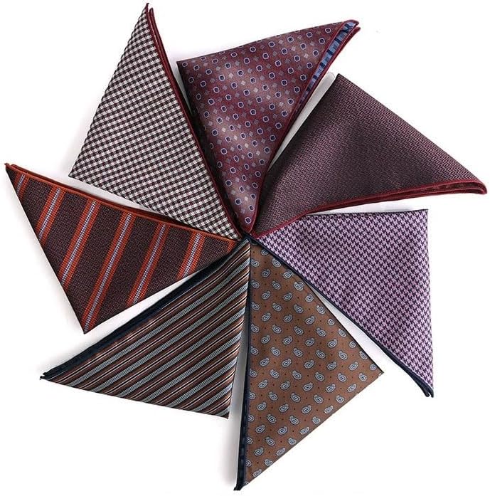 Vintage Men's Suit Pocket Square Striped Paisley Silk Scarf Polyester Suit Square Handkerchief