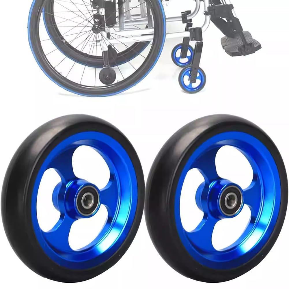 Akcesoria do przednich kółek do wózków inwalidzkich sportowych 4/5 cala Uniwersalne kółka do chodzika Łożyska rolkowe ID 8 mm, opony pełne PU Piasty aluminiowe(Noir,12cm/5in)