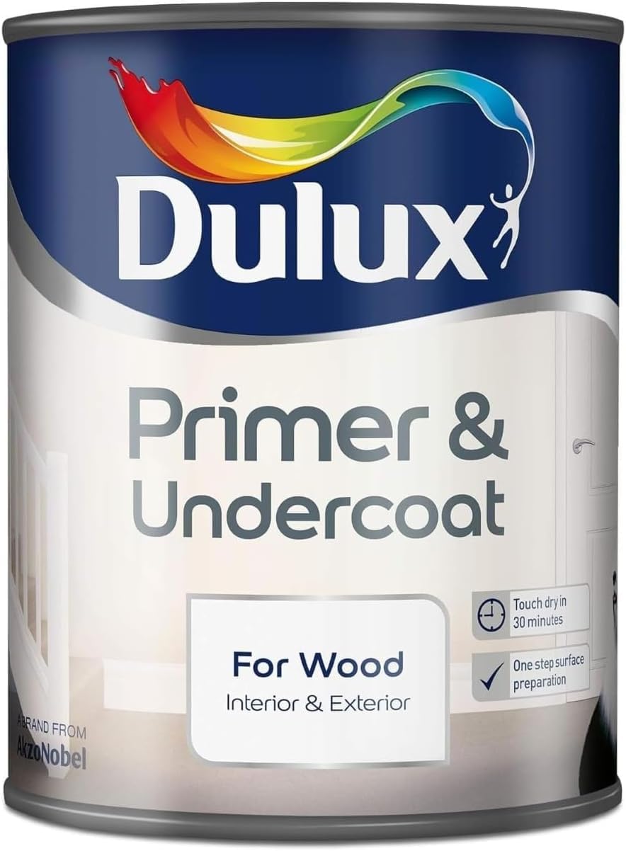 UHR Dulux Primer & Undercoat for Wood, Interior & Exterior Primer Paint, Quick Drying,2-in-1 Sealer & Base Coat, Durable, Reliable, and Easy-to-Apply (White),750ml