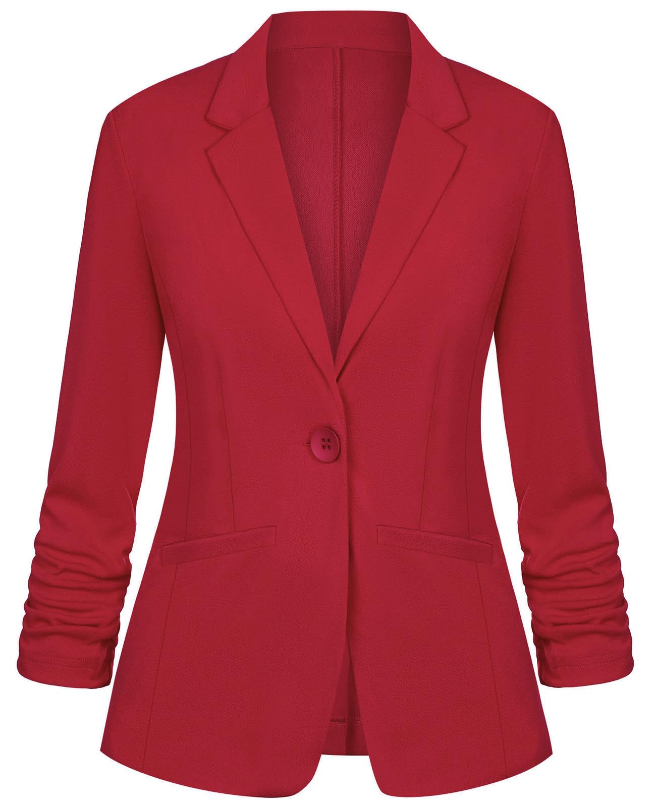 ladi trend Blazers for Women Dressy Casual Ruched 3/4 Sleeve Lapel Button Work Office Cardigan Suit Jacket with Pockets-picture-20