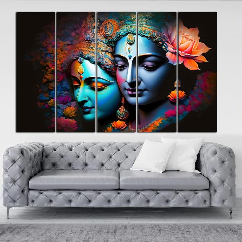 Image of KYARA ARTS Radha Krishna Wall PaintingWith Frame for Living Room, Bedroom, Office, Hotels, Drawing Room Wooden Framed Digital Painting (60inch x 36inch) 01