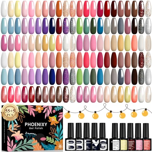 Phoenixy Gel Nail Polish Set - 60pcs UV Soak-off (7ml)