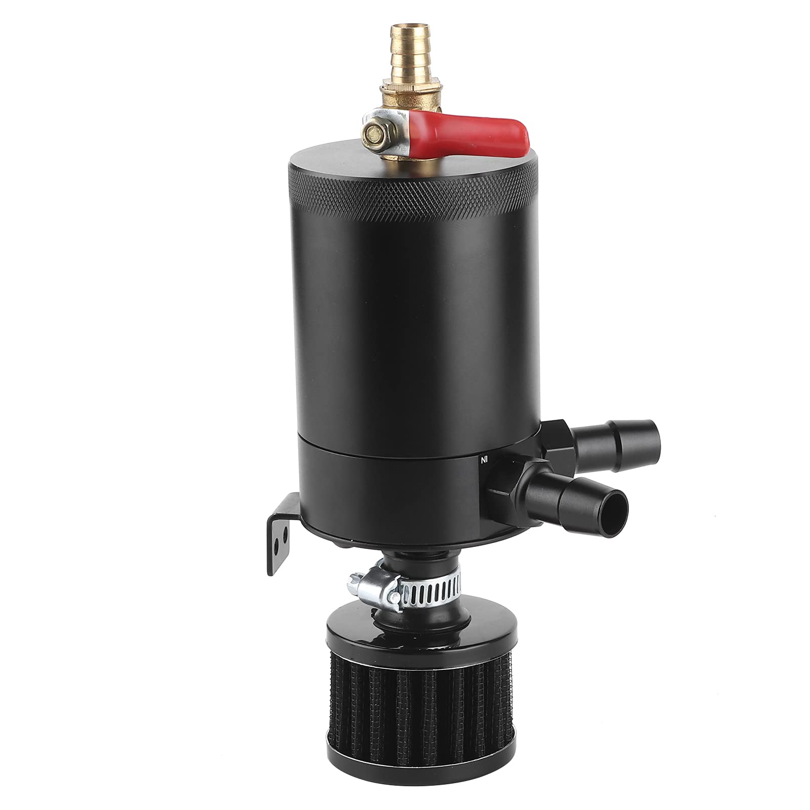 Aluminio Racing Oil Catch Tank Depósito con deflector Accesorio para motor de coche 3/8in Depósito de aceite Catch Can Tank Depósito con deflector de 2 puertos con válvula de drenaje Cilindro universa