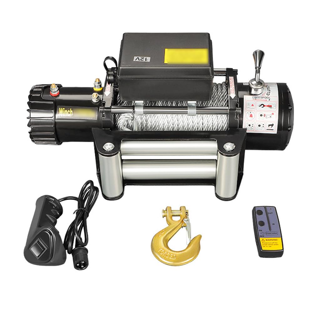Wyciągarka Elektryczna Z Bezprzewodowym Pilotem, Linka Stalowa,Inteligentna Funkcja Hamowania W Przypadku Awarii Zasilania,Heterogeniczny Silnik Spiralny 4500lb-12V