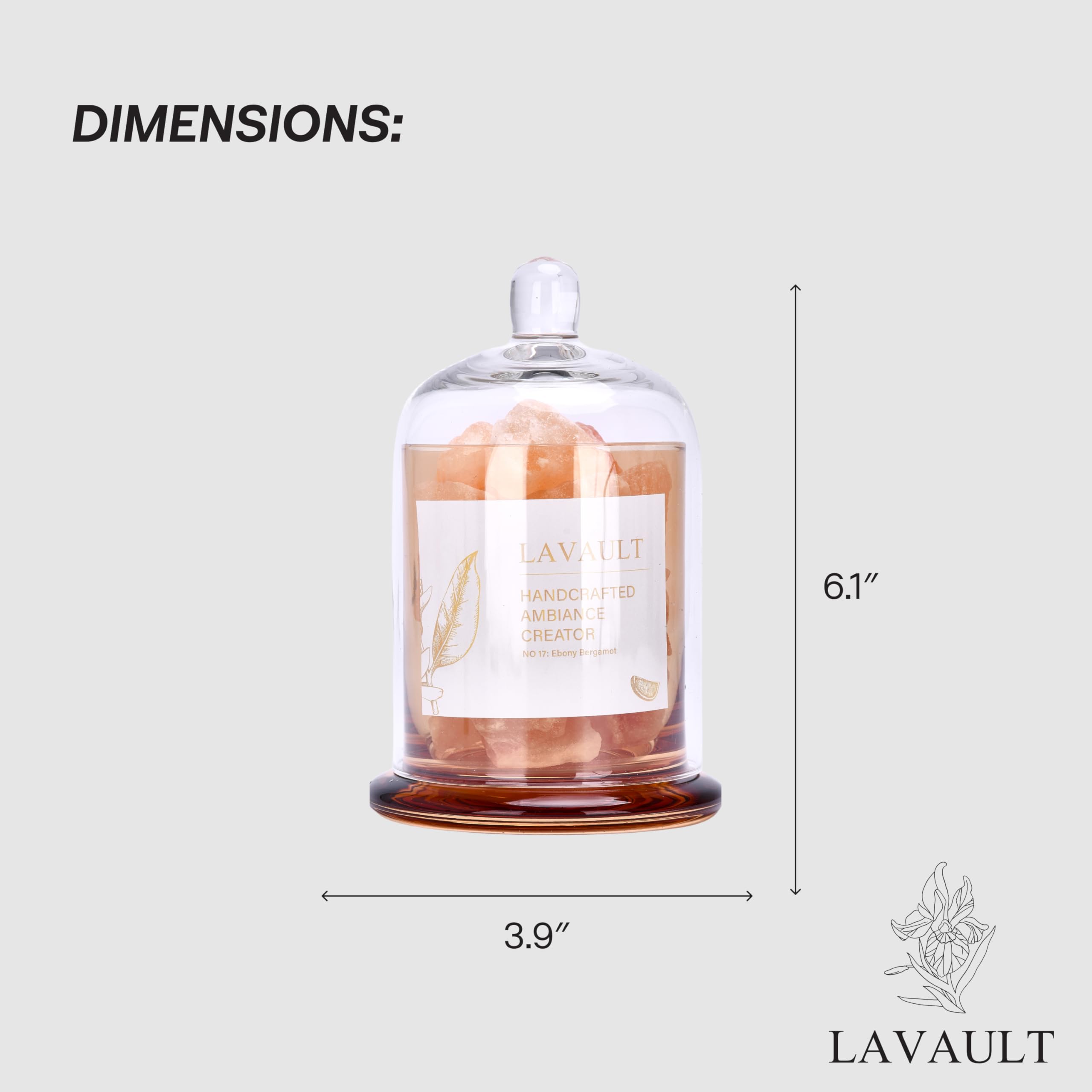 Lavault Natürliches Schilfrohr-Diffusor-Set mit farbigen Duftsteinen und ätherischen Ölen, langlebiger Raumduft-Diffusor in dekorativer Glasvitrine, Schilfrohr-Diffusor für Badezimmer, Orange
