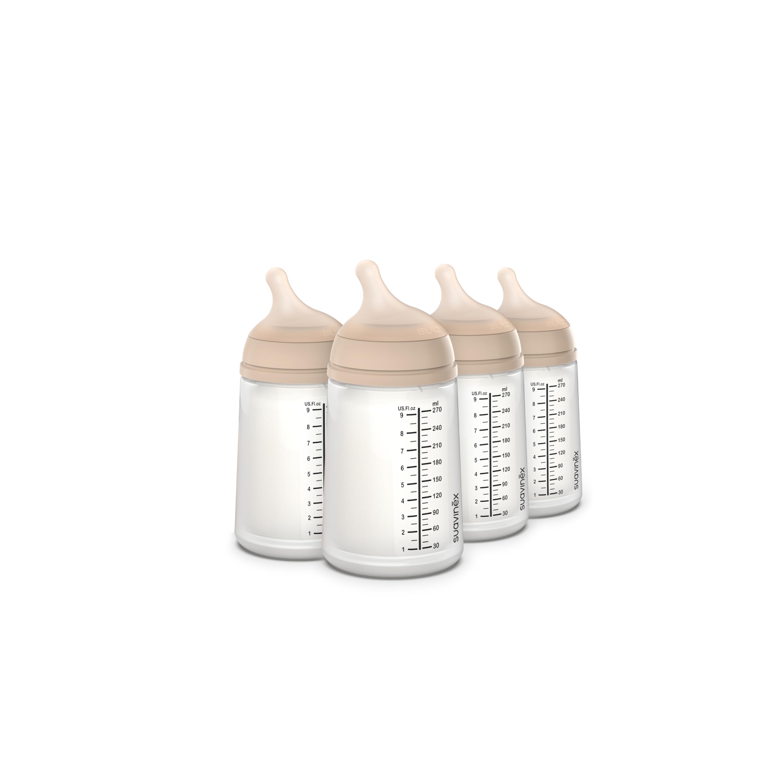 SuavinexZero Zero Anti Colic Baby Bottle, No 1 Spanish Baby Bottle Brand, Minimizes Bottle Rejection & Nipple Confusion, Perfect for Breastfeeding Babies (4, Light (9 Ounce))