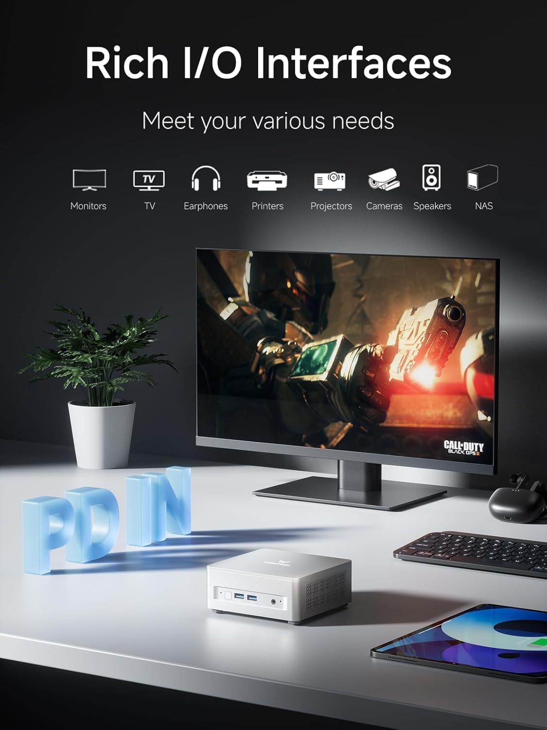MINIS FORUM UM750L Slim Mini PC, AMD Ryzen 5 7545U 6C/12T Prozessor bis zu 4,9 GHz, AMD Radeon 740M, 16 GB LPDDR5(On Board) / 1TB SSD, HDMI/DP/USB4/2,5G RJ45, Wi-Fi6E, BT5.2, USB 3.2 x 2, USB 2.0 x 2