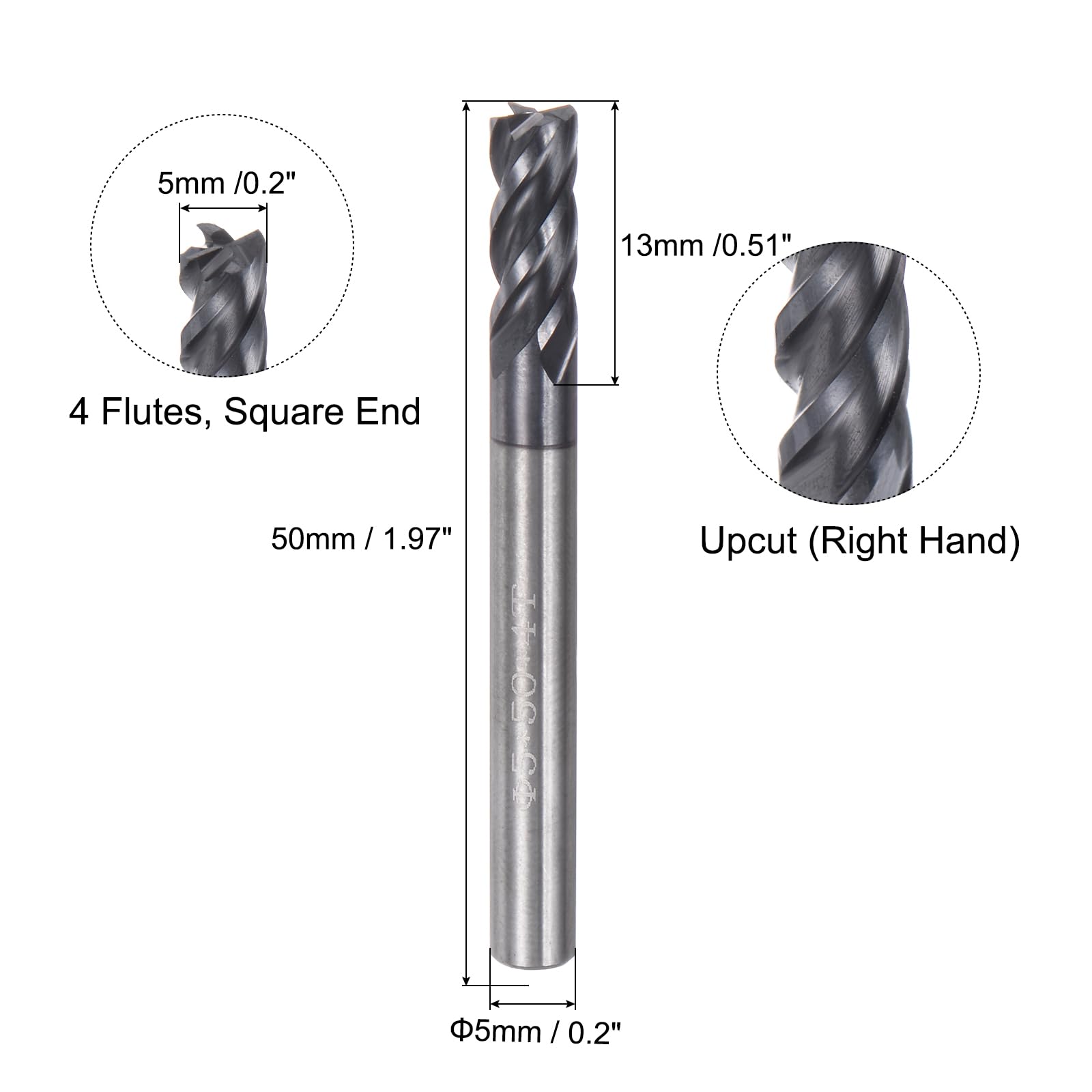 Dia 12mm Solid Carbide Chamfer End Mills 90 Degree 2 Flutes HRC45 Chamfer Milling Cutters CNC