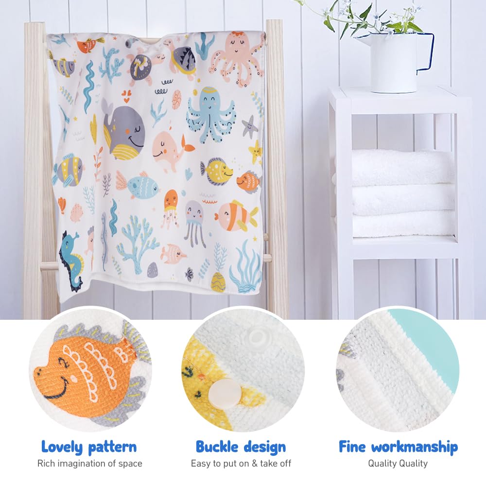 LUFEIS Accappatoio Poncho Bambino, 60 x 60 cm, Super Assorbente Asciugatura Rapida, Per Bambini 2-8 Anni