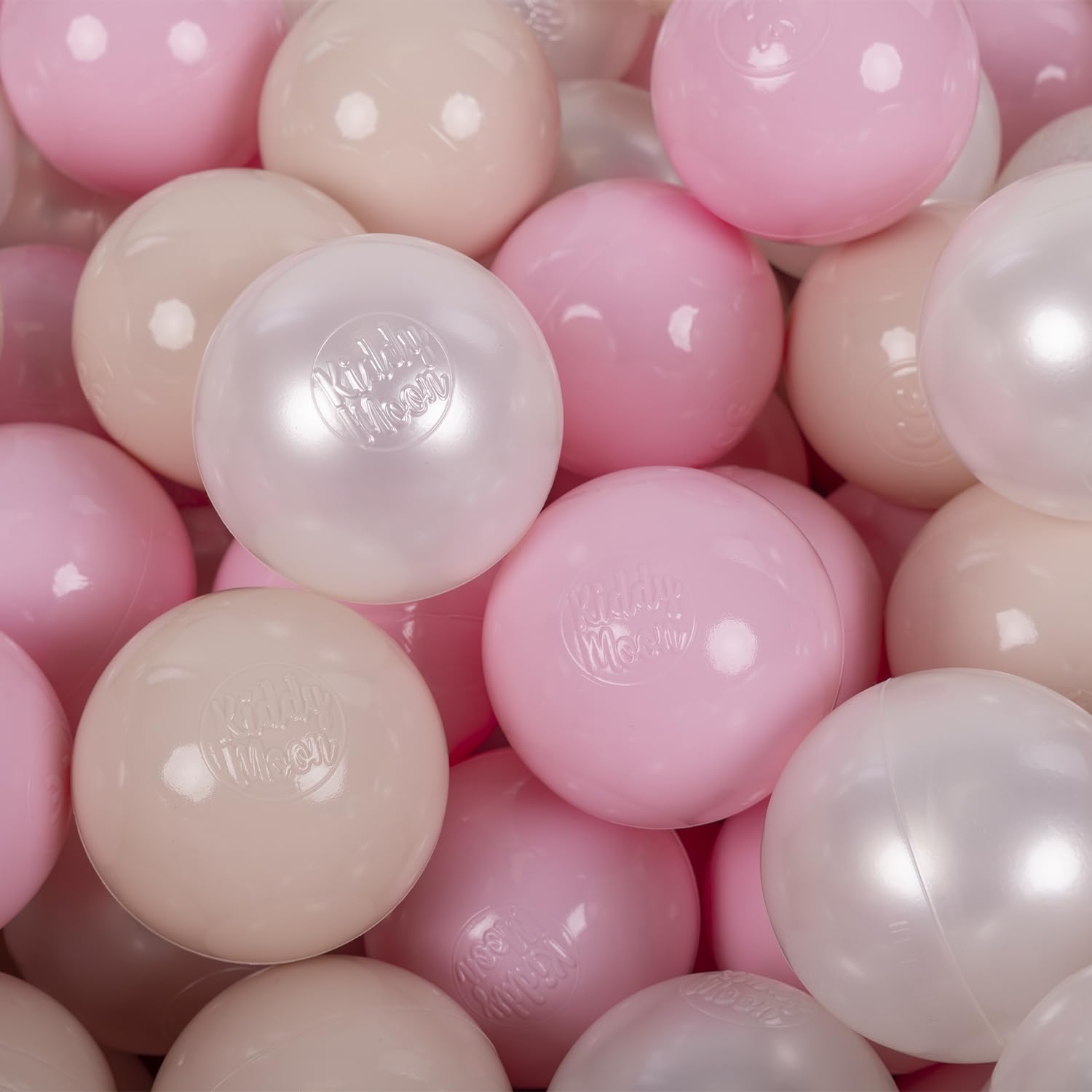 KiddyMoon Soft Plastic Play Balls 100 Balls/7Cm-2.75In Multi-Colour Made In EU, Pastel Beige/Light Pink/Pearl โ image 1