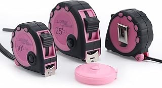 Lichamp Pink Tape Measure 4 Pack, 10ft 16ft 25ft Tape Measure Set with Soft Tape Measure, 10ft x 5/8in, 16ft x 3/4in, 25ft x 1in, 04MXPK