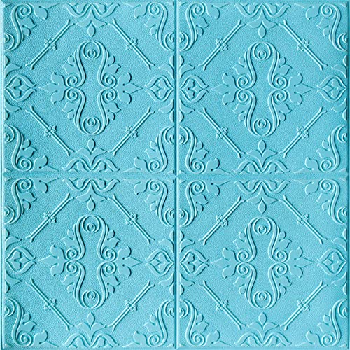 DPFXNN 10pcs 3d Brick Wall Stickers, Xpe Foam Self-adhesive Wallpaper Removable and Waterproof Art Wall Tiles for Bedroom Living Room Vanity Decor,light blue