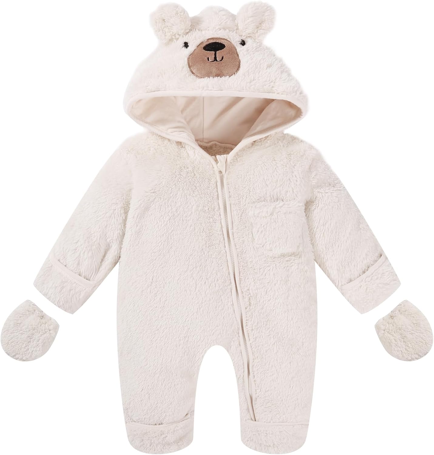 WISREMT Newborn Baby Snowsuit Bear Onesie Suit Boys Girls Fleece Jumpsuit with Mittens Winter Warm Hooded Rompers Clothes WISREMT Newborn Baby Snowsuit Bear Onesie Suit Boys Girls Fleece Jumpsuit with Mittens Winter Warm Hooded Rompers Clothes