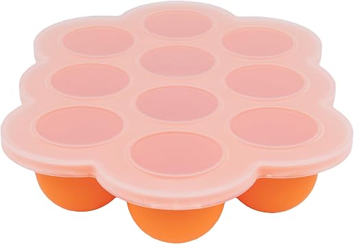 WeeSprout Silicone Freezer Tray with Clip on Lid Perfect Food Storage Container for Homemade Baby Food, Vegetable, Fruit Purees, and Breast Milk Bright Orange, Ten 1.5 Ounce Sections