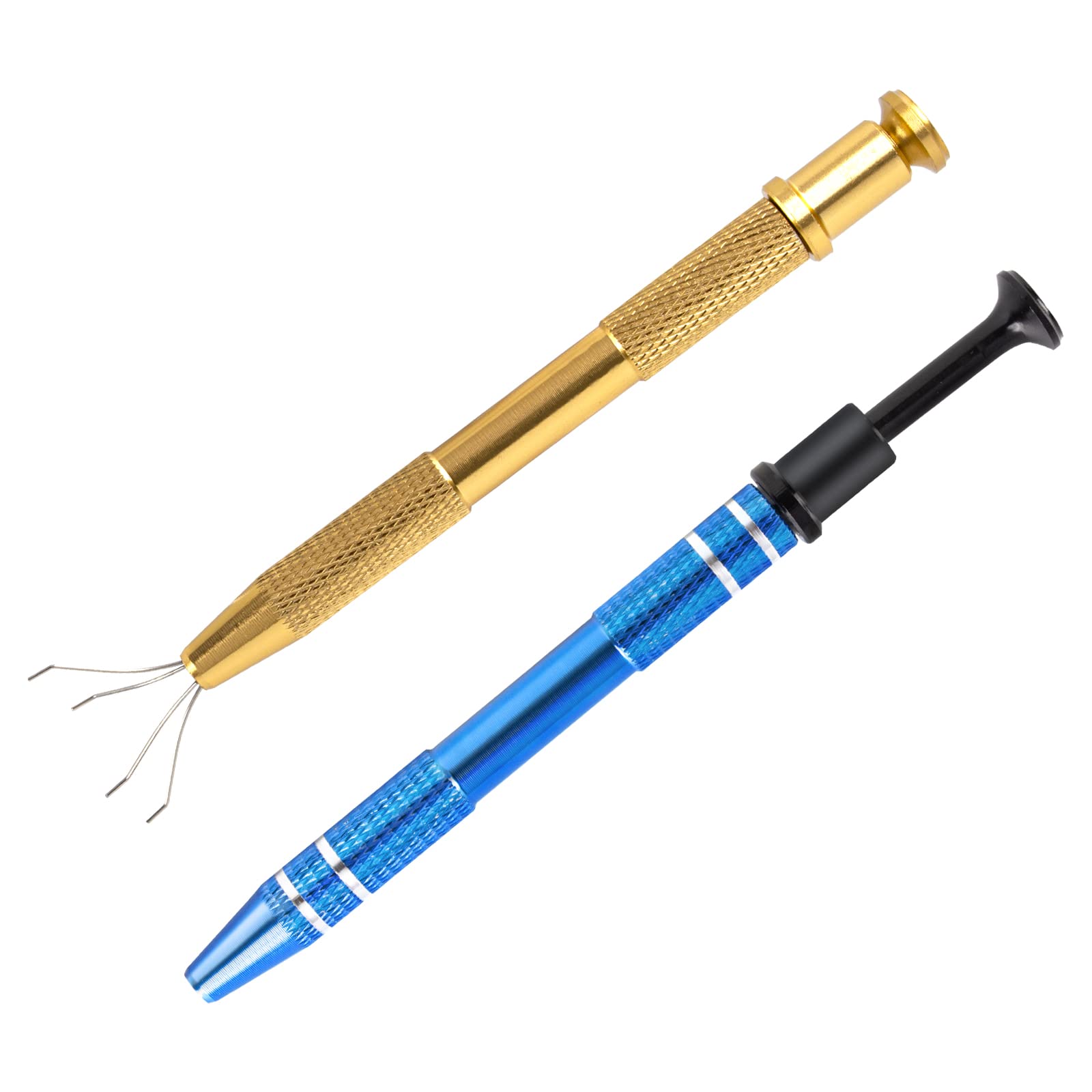 2Pcs 4 Prong Grabber Tool, Stainless Steel Pick Up Tool for Small Parts Jewelry Metal Tiny Electronic Components Precision IC Chips