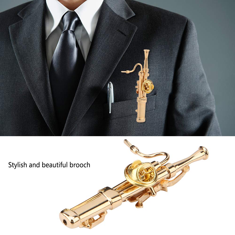 Gonetre Instrument Basson Basson Instrument Broche Mini Instrument Broche Plaqué Or Cuivre Basson Instrument de Musique Basson Broche avec Boîte