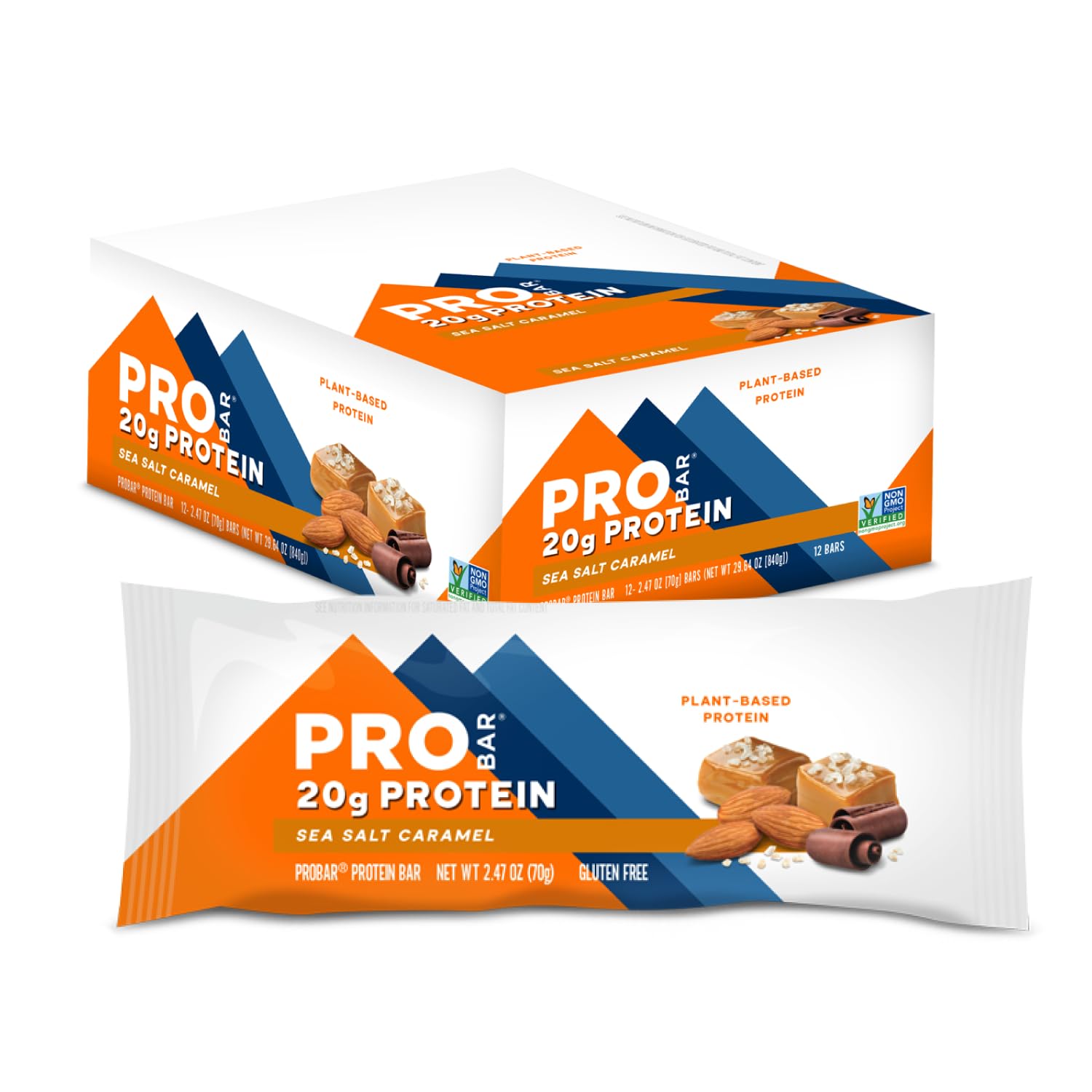 PROBAR - PROTEIN Bar, Sea Salt Caramel, Non-GMO, Gluten-Free, Healthy, Plant-Based, Whole-Food Ingredients, Natural Energy (12 Count)