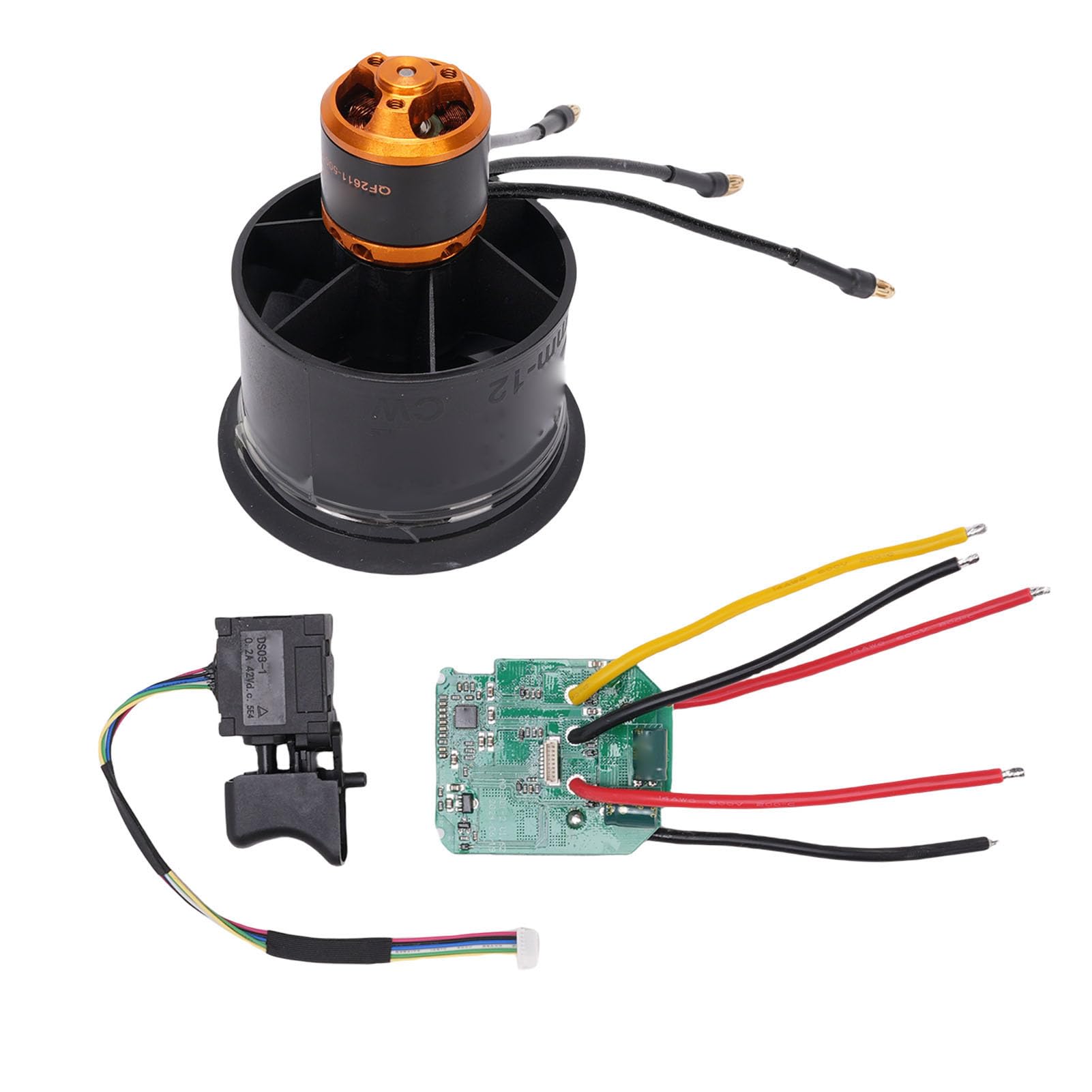 5000KV 50mm RC Airplane Ducted Fan, Brushless Motor 12 Blades Cooling with Control Board for RC Airplane Cooling