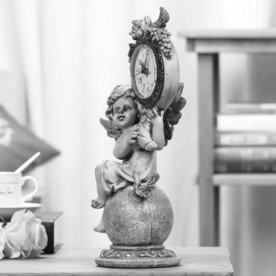 Amazon｜置時計天使彫刻装飾卓上時計家の装飾サイレントスイープ秒機