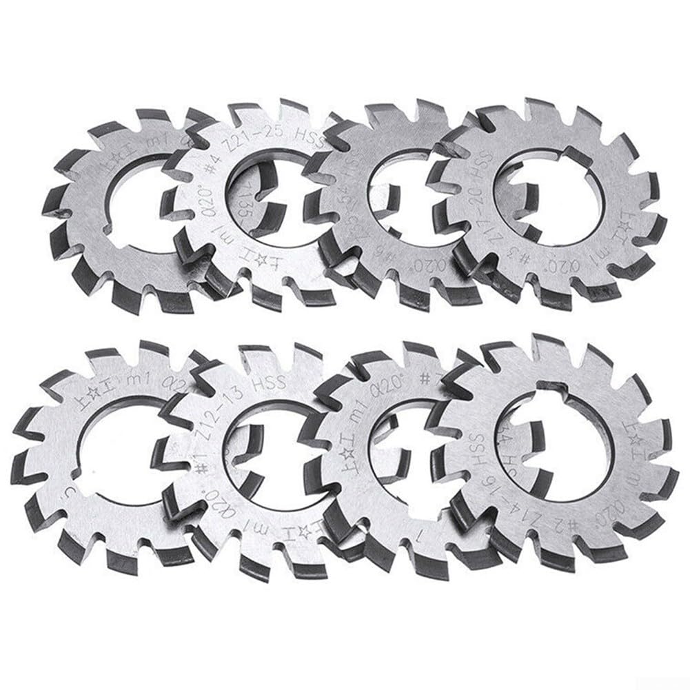 8Pcs Involute Gear Cutters, 22Mm Diameter HSS M1 Involute Gear Cutters Set, 20 Degree 18 Teeth,Milling Machine Tools