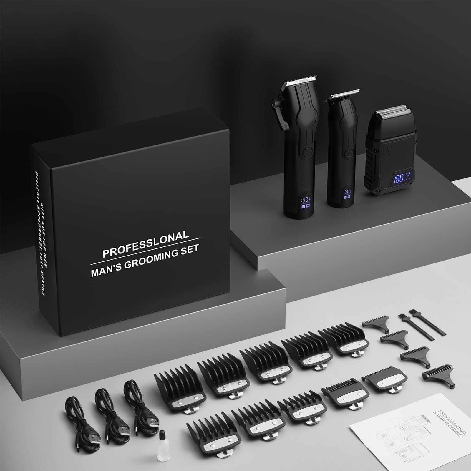 BESTBOMG Haarschneidemaschine Haarschneider Profi Herren Elektrorasierer, Haartrimmer Bartschneider Barttrimmer Präzisionstrimmer Langhaarschneider Folienrasierer Männer