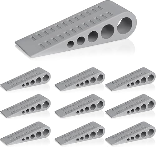 HOMOTEK Paquete de 10 topes de goma de cuña para puertas y puertas con soporte blanco autoadhesivo 5 x 1-916 x 1-516 pulgadas gris