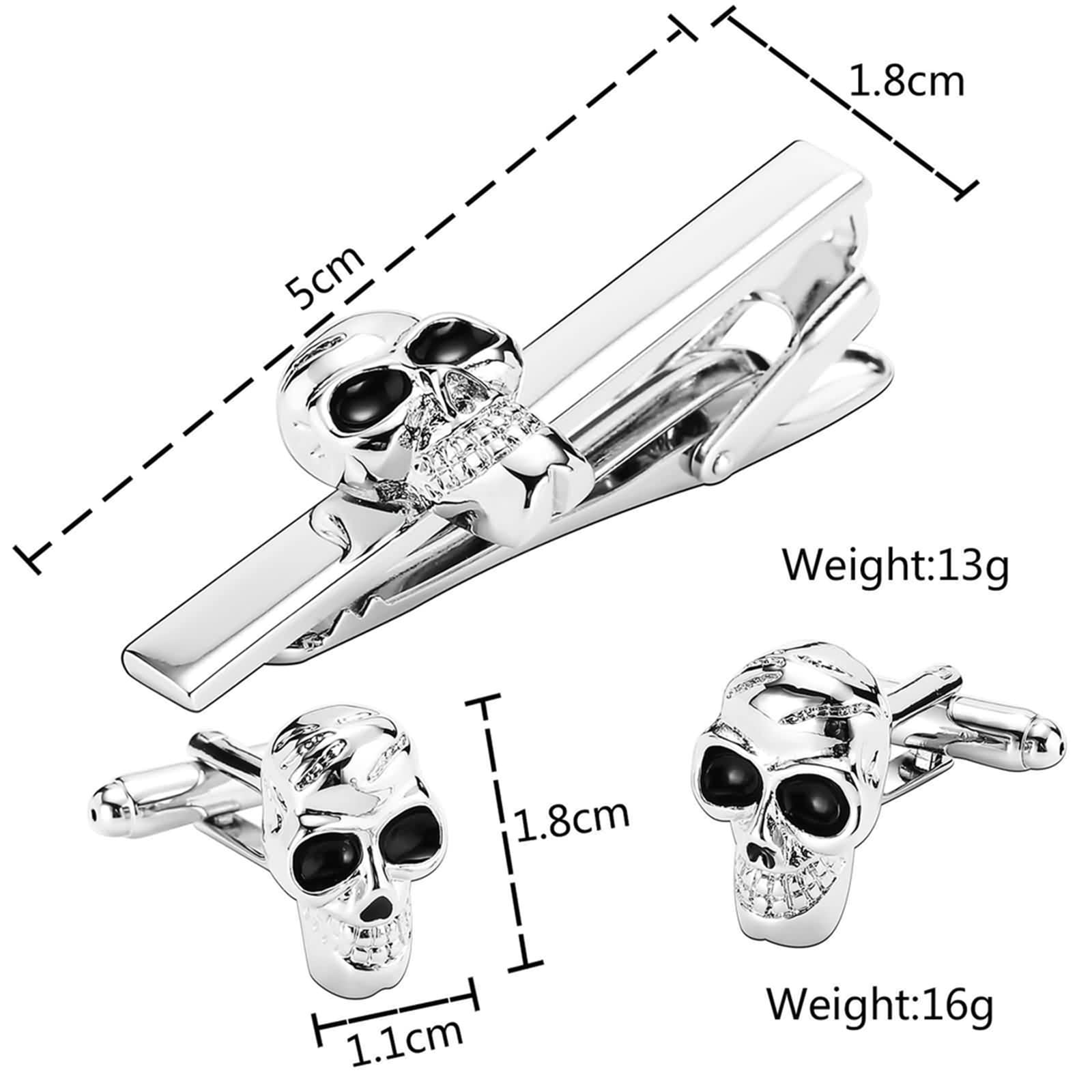 KnSam Camisa para Gemelos Hombre Acero Inoxidable Cráneo Cufflinks Set para Hombres Regalo para Boda, Compromiso, Día de San Valentín, Aniversario, Plata, acero inoxidable, Sin circonita