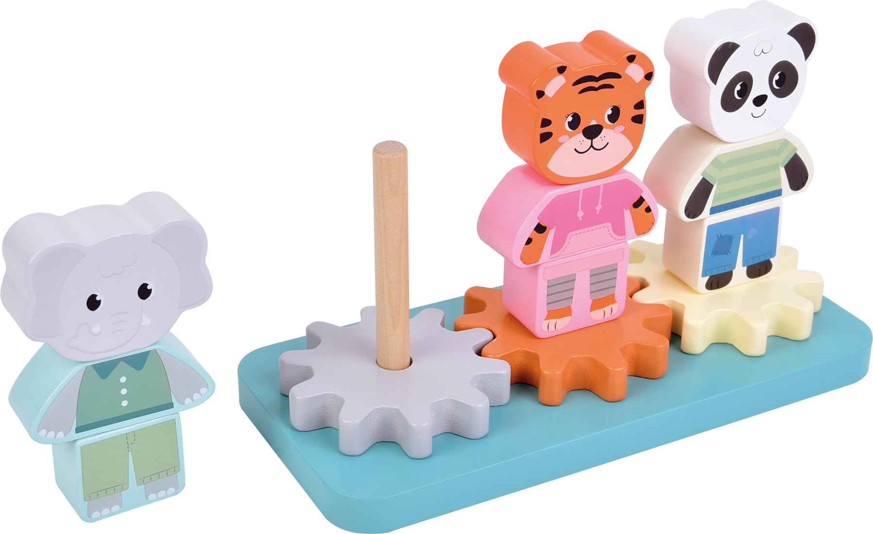 small foot Stacking Game with Gear ‘Jungle Friends’, made from FSC® 100% certified wood, for ages 12+ months, 12762