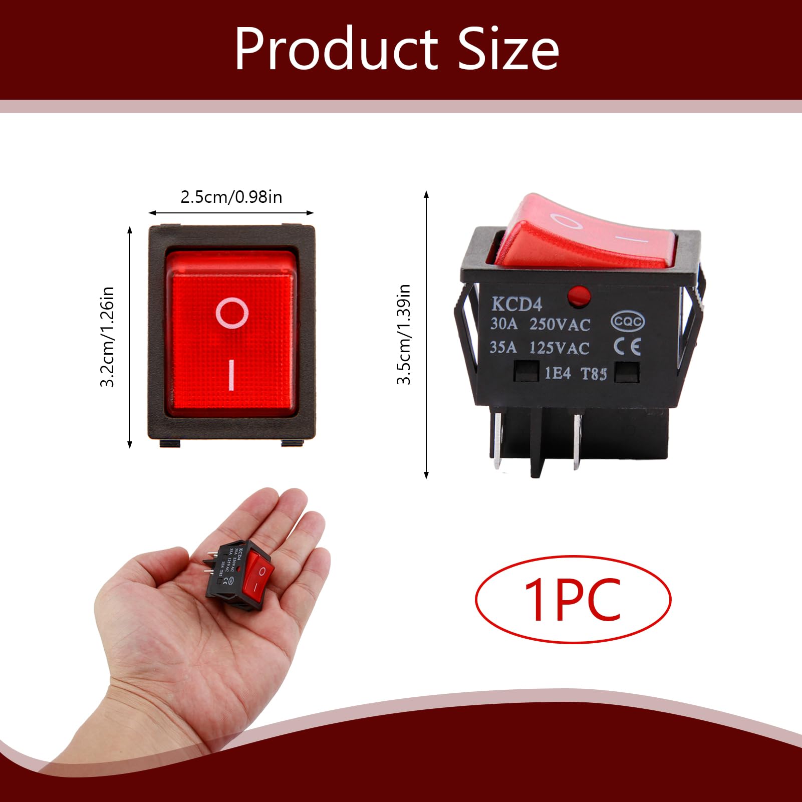 Rocker Switch for Numatic 'Henry' Hoover Vacuum Cleaner 30A Welder Welding Machine 4-Pin Boat Type ON/OFF Circuit Switch Red Replacement Button Easy Installation Perfect for Home Appliances - Image 4
