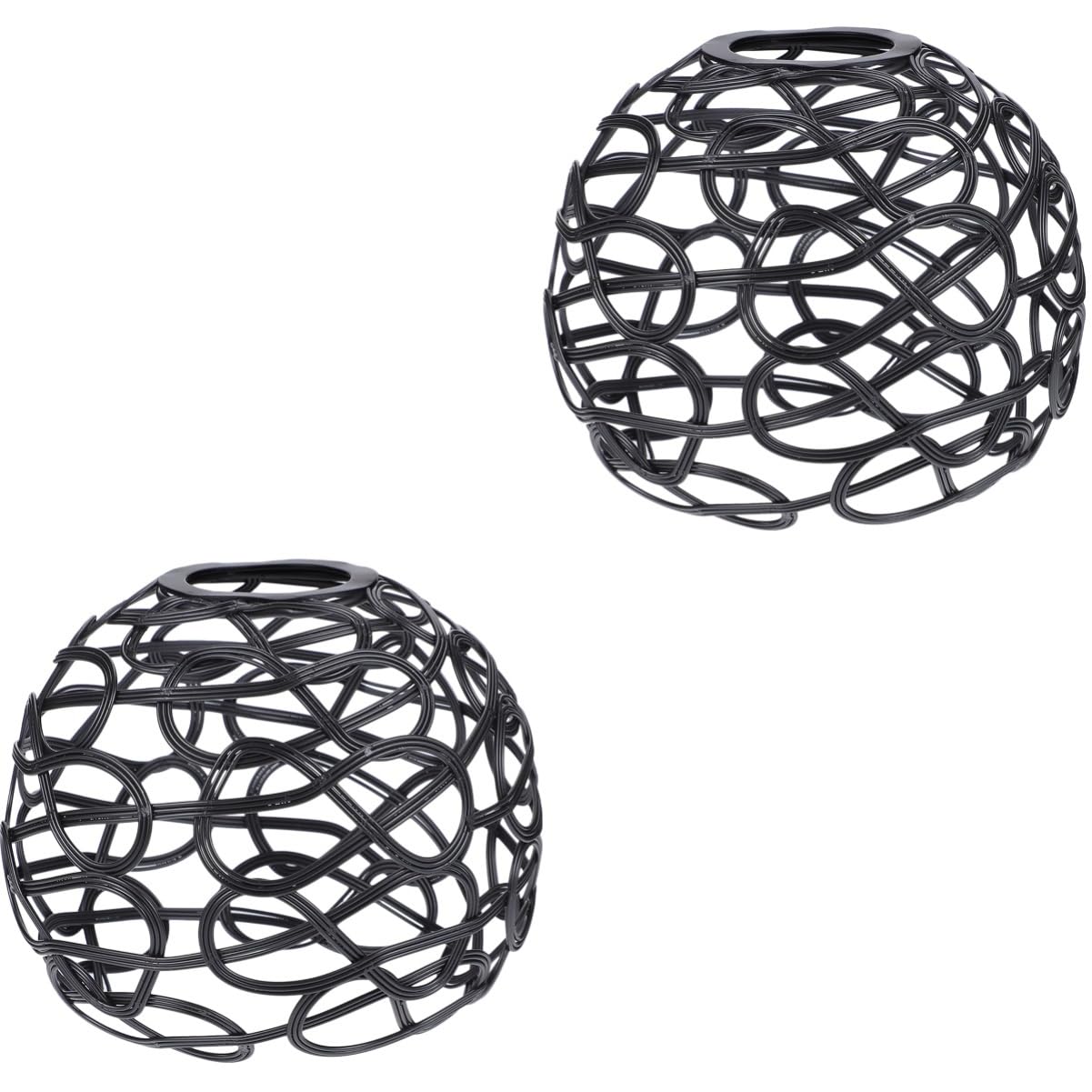 DOITOOL 2pcs Metal Wire Lamp Shade Grey Black Replacement Decorative Pendant Chandelier Light Shade for Ceiling Lamp