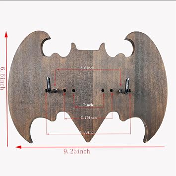 Walnut Solid Wood Sword Wall Rack - Bat-Shaped Wall Mount Storage Display Stand for Swords/Bows/Axes/Daggers - Universal Wall-Mounted Holder with Adjustable Hook