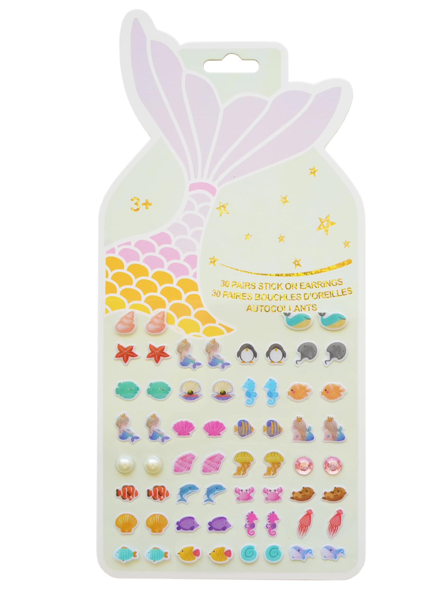 30 Pairs Sticker Earrings for Girls Stick on Earrings for Little Girls 4-6