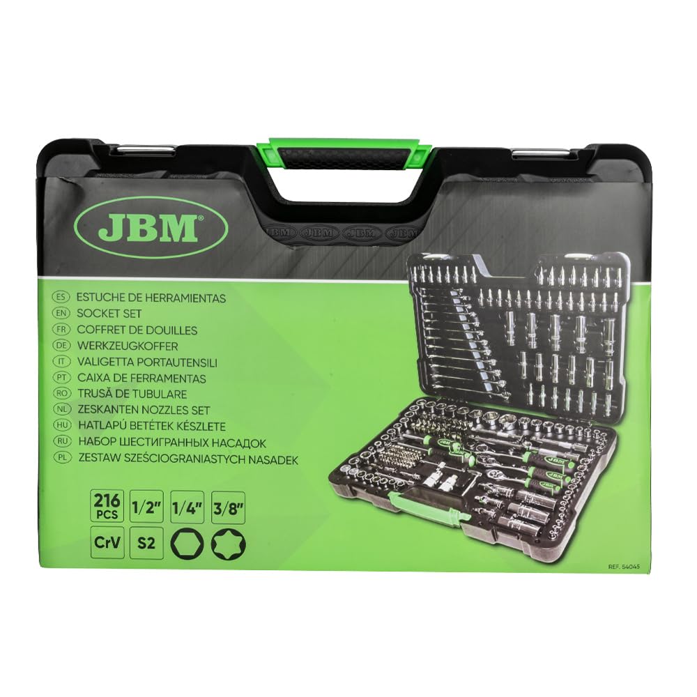 Jbm Refial 54045 Valigetta PORTAUTENSILI 216 Pezzi BUSSOLE ESAGONALI - Finitura CROMATA
