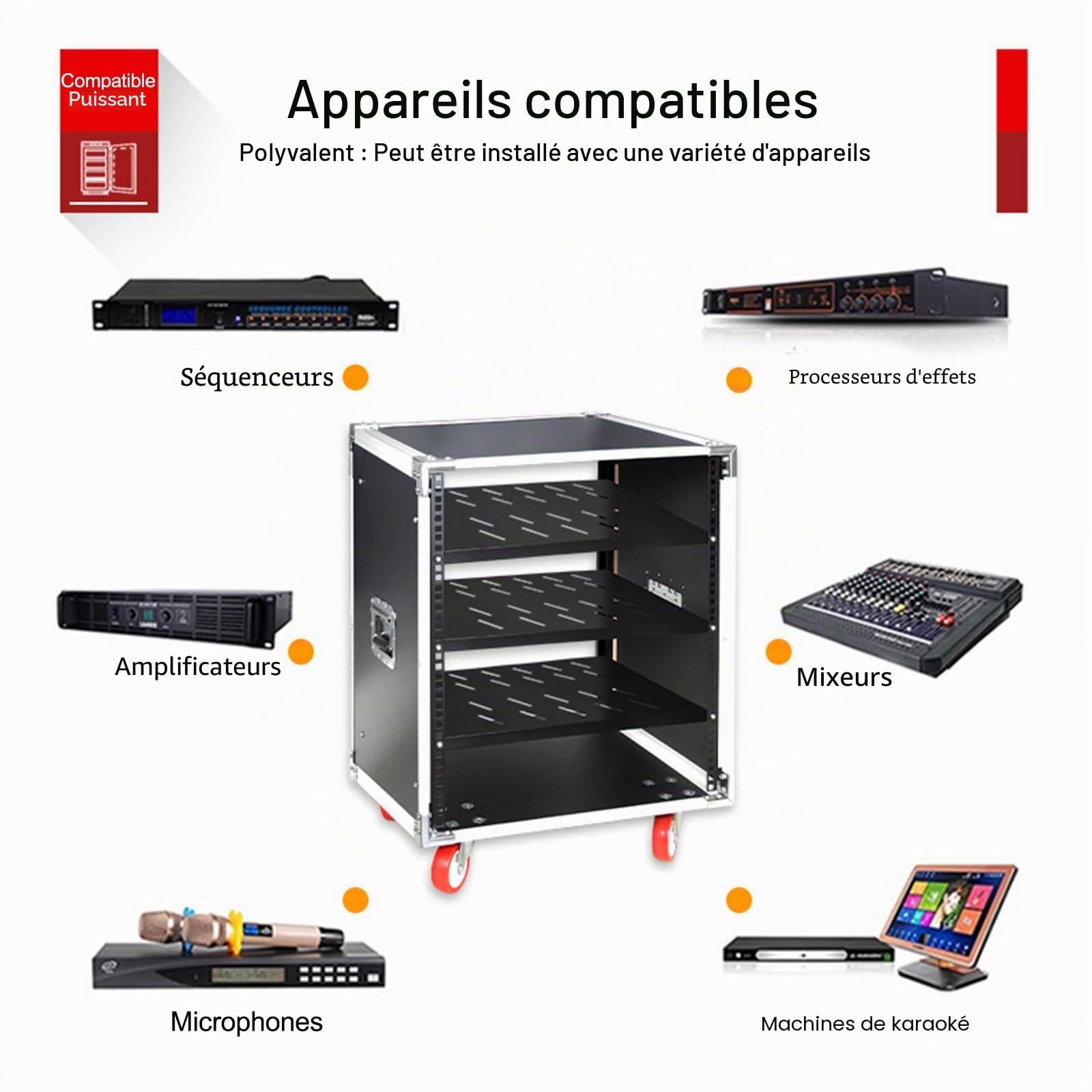 Meuble HiFi, Armoire AV Moderne, Meuble HiFi Vintage, Stockage De Composants Audio Multicouche, pour Platine Vinyle Meuble Audio/Vidéo(43cm/16.9in)