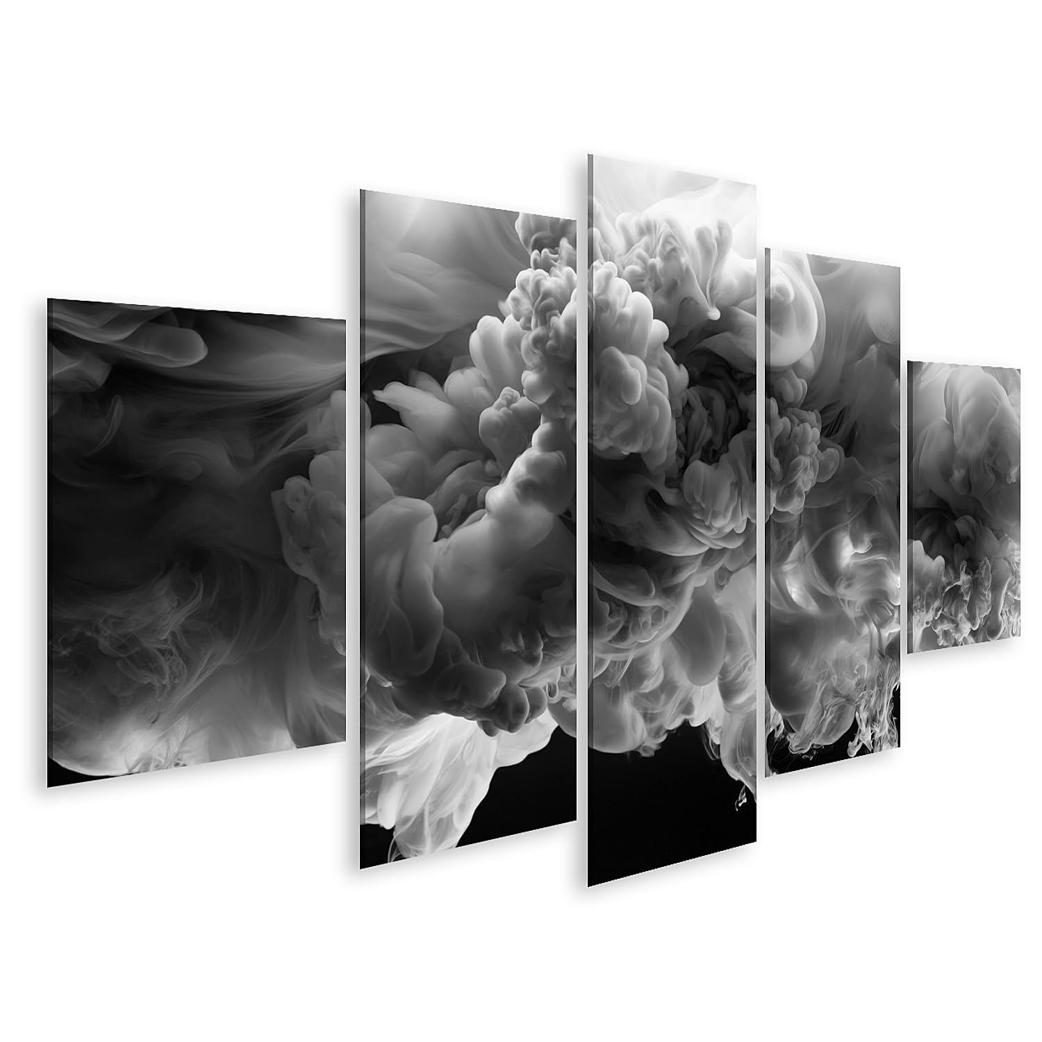 islandburner Bild auf Leinwand Faszinierende Tintenwolken Kunstdruck Wohnzimmer Für Kunstliebhaber - 5-teilig