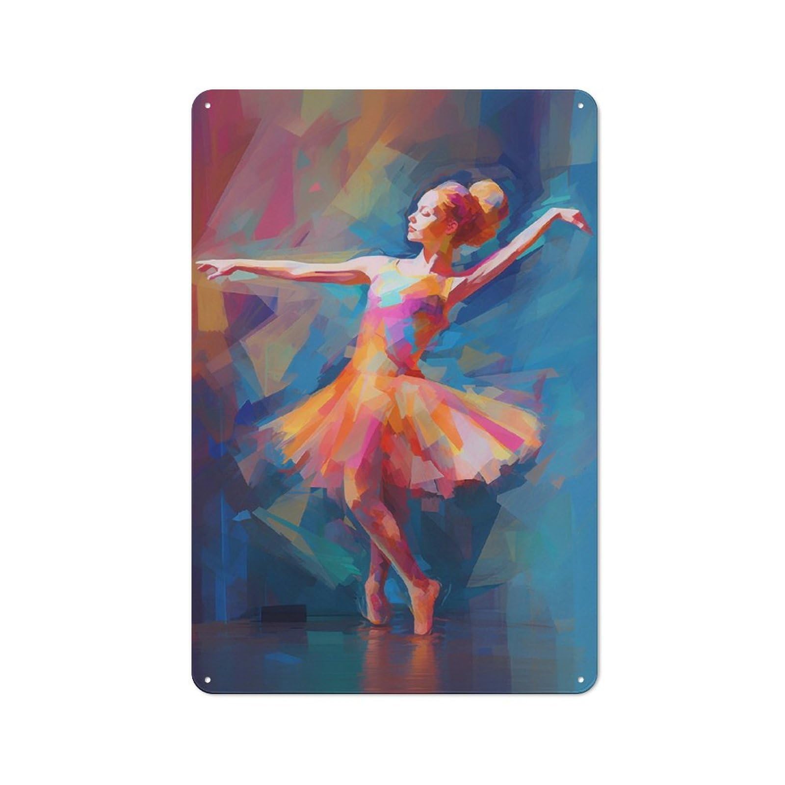 Junmoney Ballet Dancer Fauvism Style 30X20cm Rustic Metal Sign With For Guest Room Or Hallway, For Vintage Wall Decor Fans, For Metal Sign Collectors