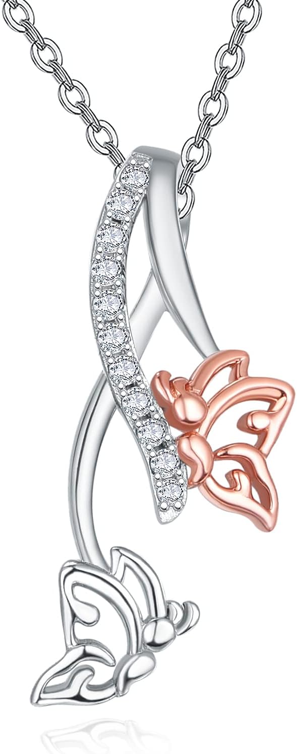 Palpitate Bee/Butterfly Necklace for Women 925 Sterling Silver Insect Jewelry Christmas Gifts for Daughter Grandma Mom