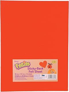 Darice Sticky Back Felt Sheet Red 9 x 12 inches (5-Pack) FLT-0233