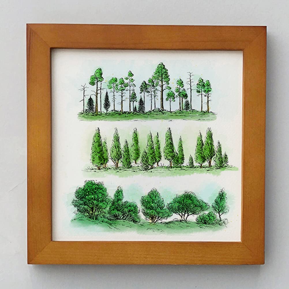 3 sellos de fondo de árbol transparentes para hacer tarjetas y álbumes de fotos, madera de pino bosque de arbustos sellos de goma transparente para hacer álbumes de recortes