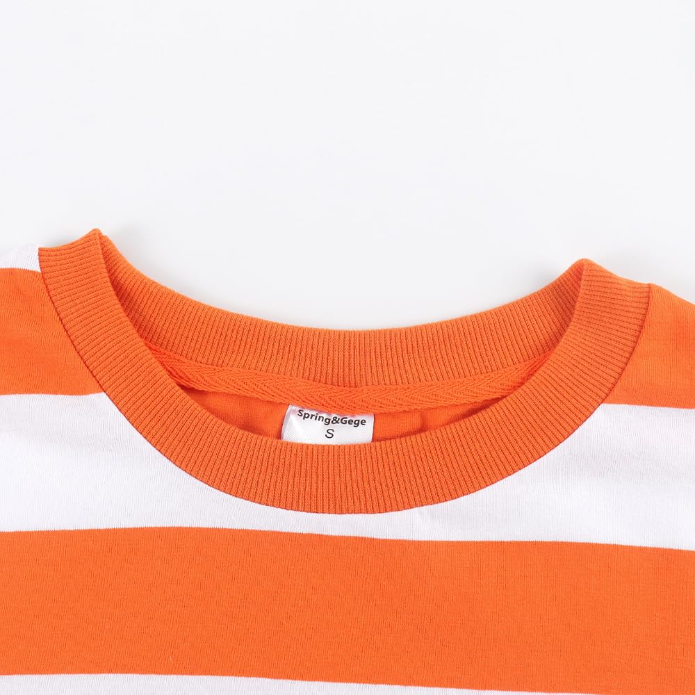 Spring&Gege T-shirt girocollo da uomo a maniche corte in cotone a righe